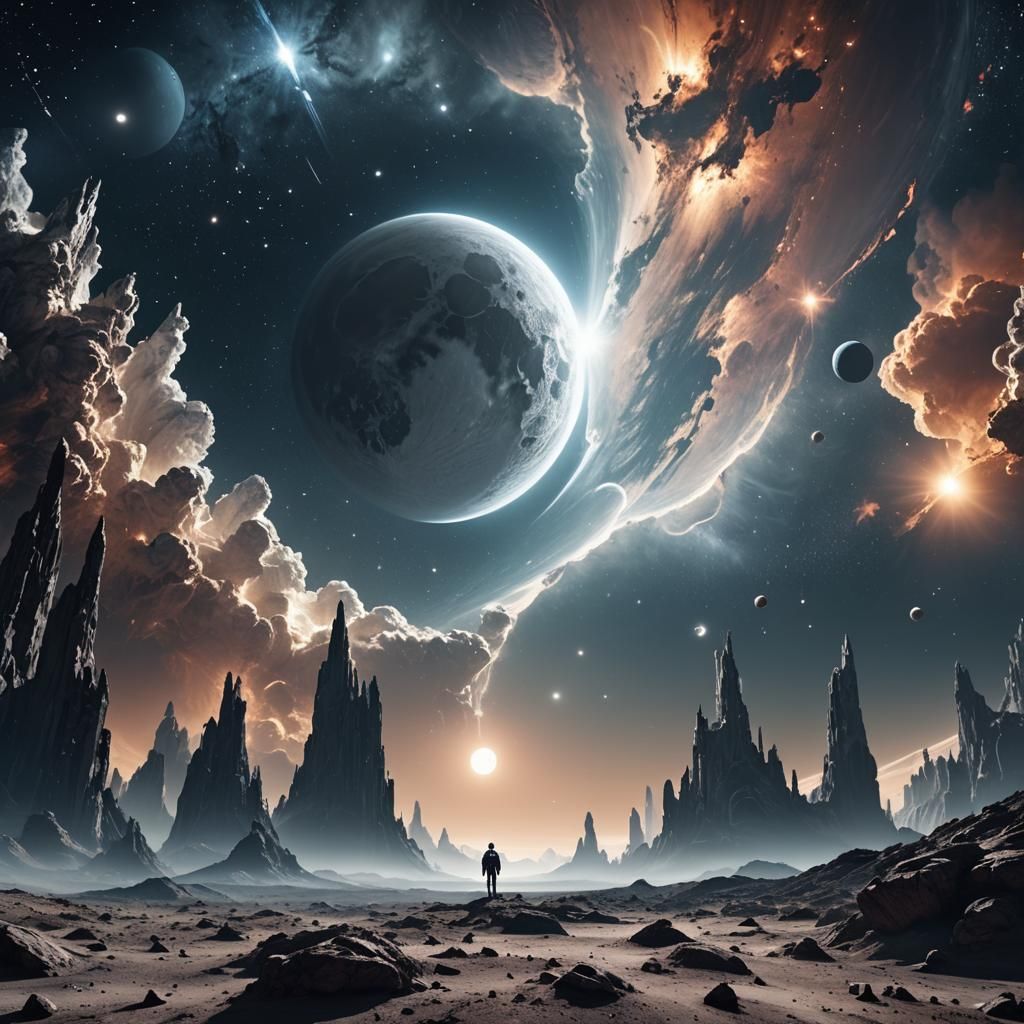 Celestial Dreamscape: Moon and Planets in Space