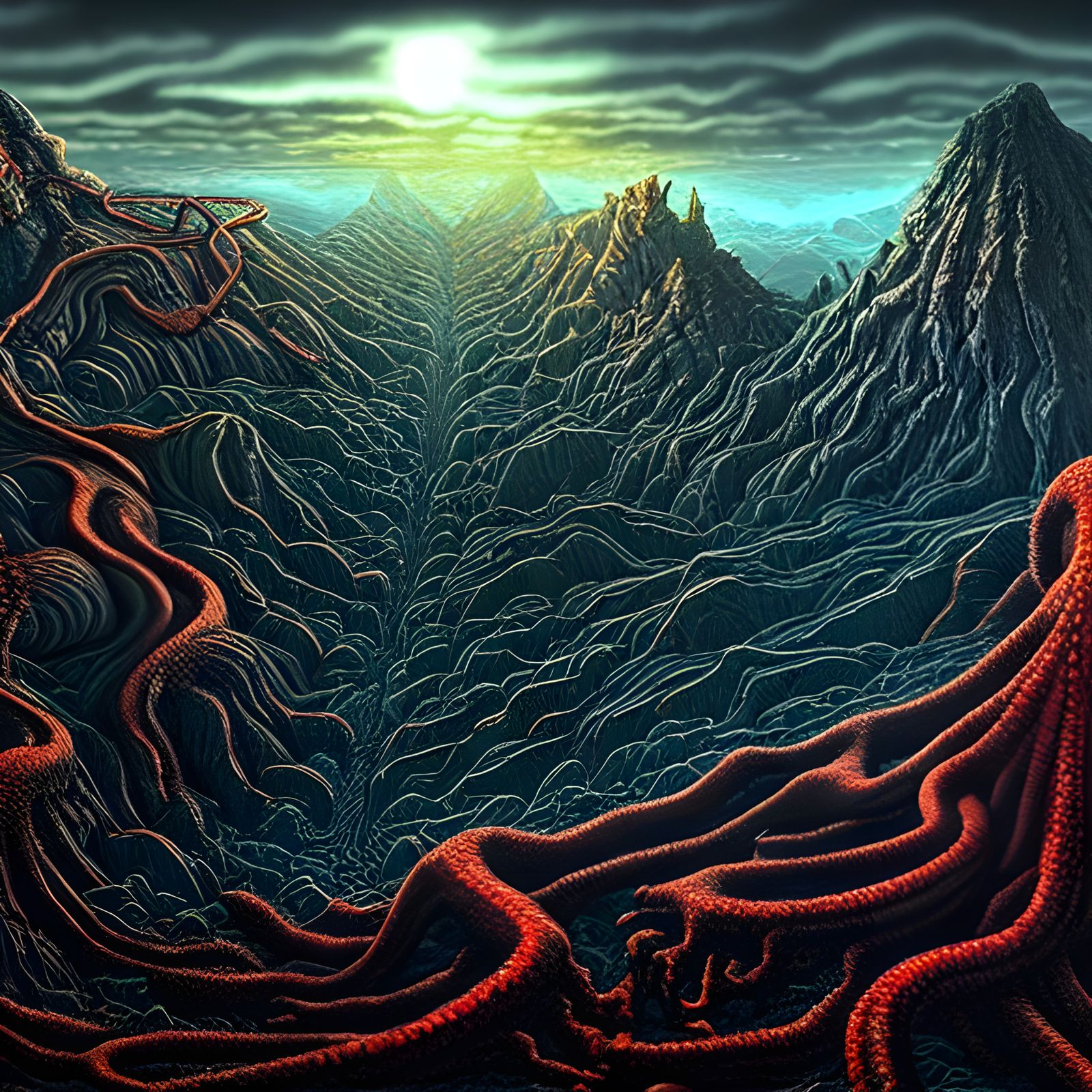 Lovecraftian Hellscape: Hyperdetailed, Hyperrealistic Vision