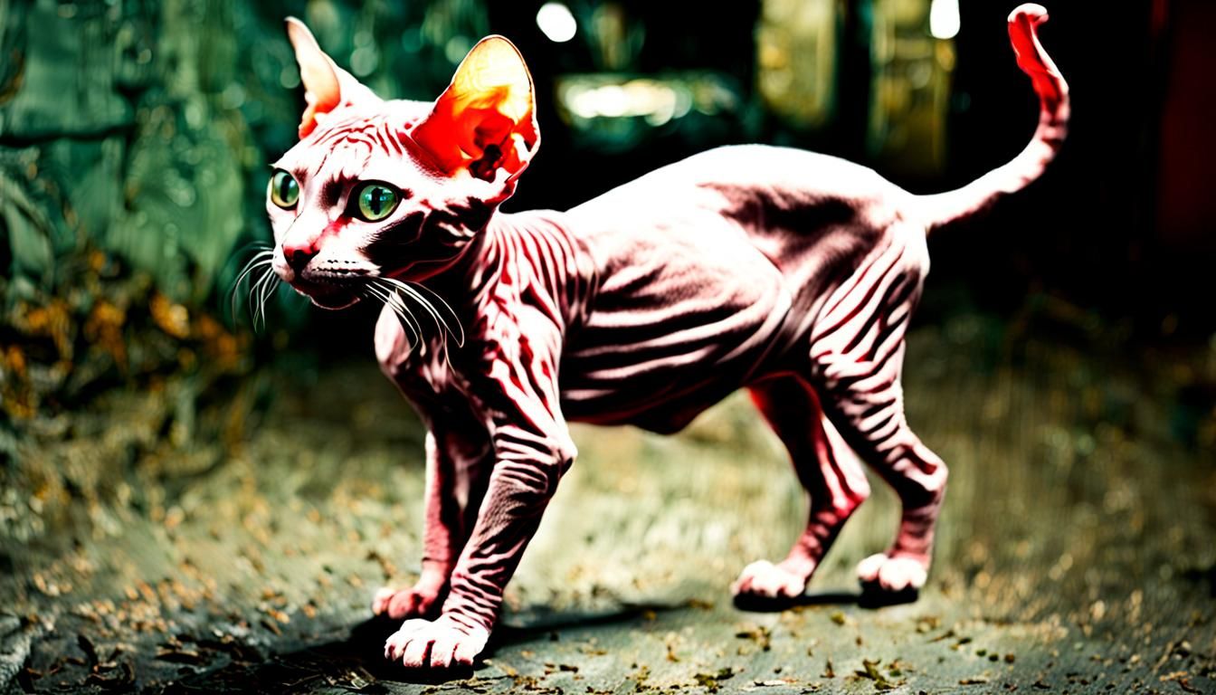 Intense Hairless Cat Portrait