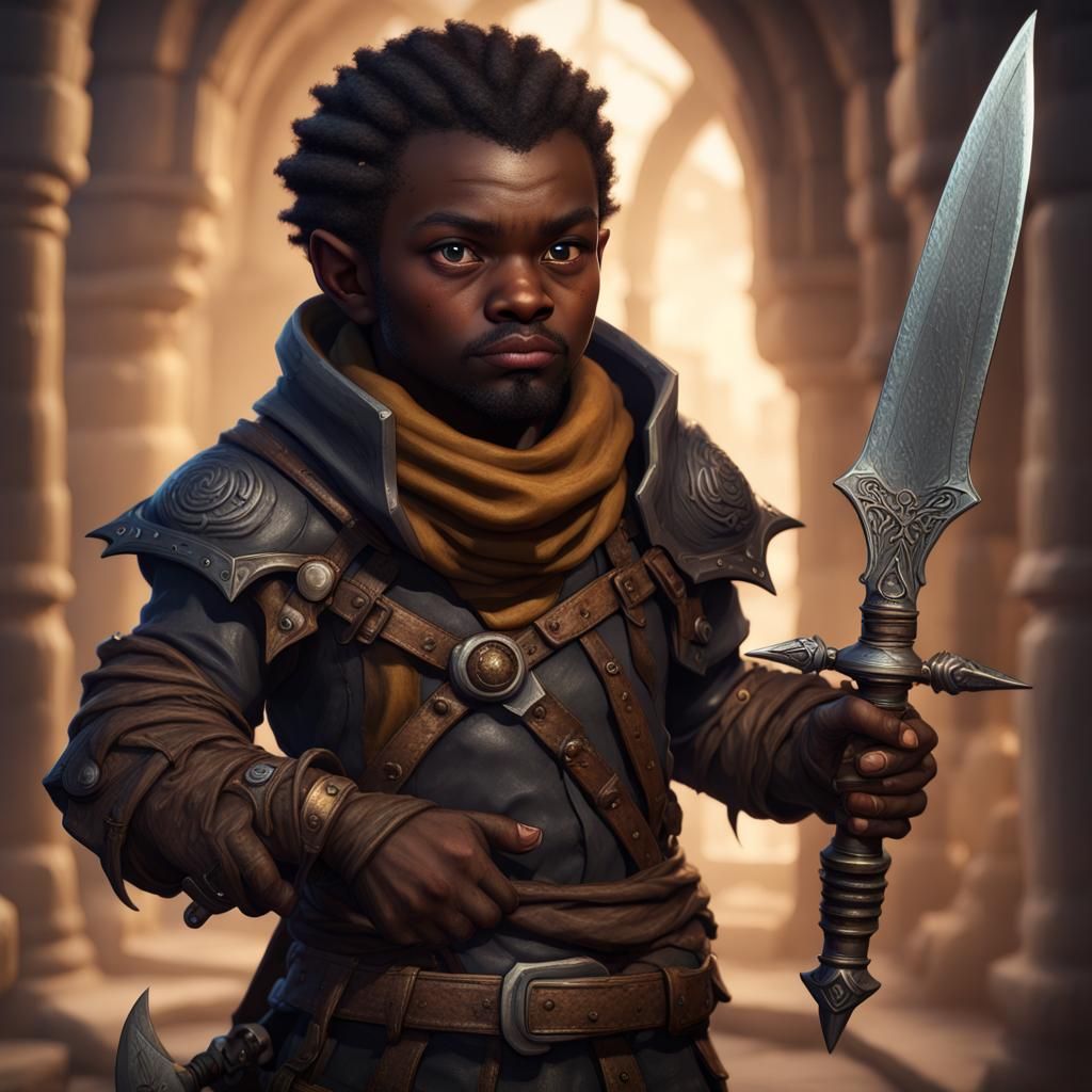 Halfling Rogue with Daggers: Fantasy Concept Art