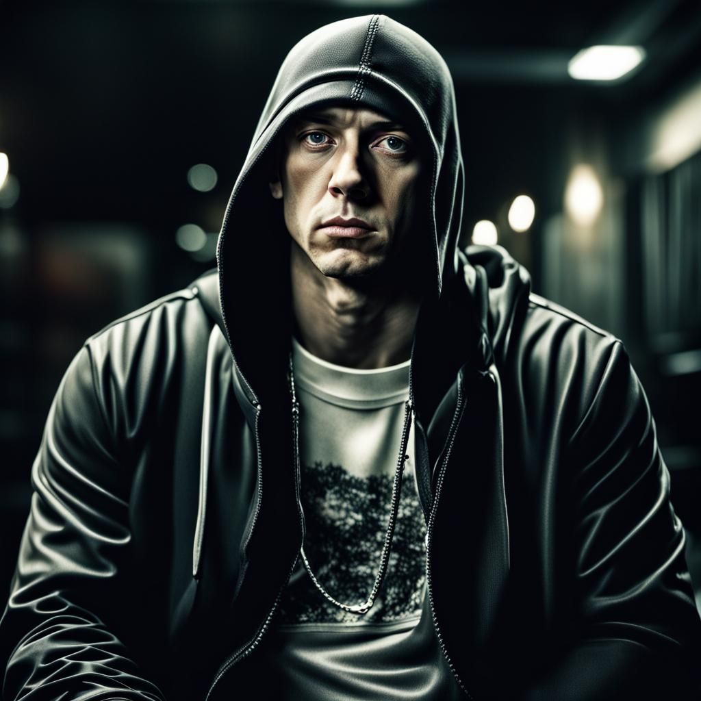 Hyperrealistic Portrait of Eminem in Sharp Focus
