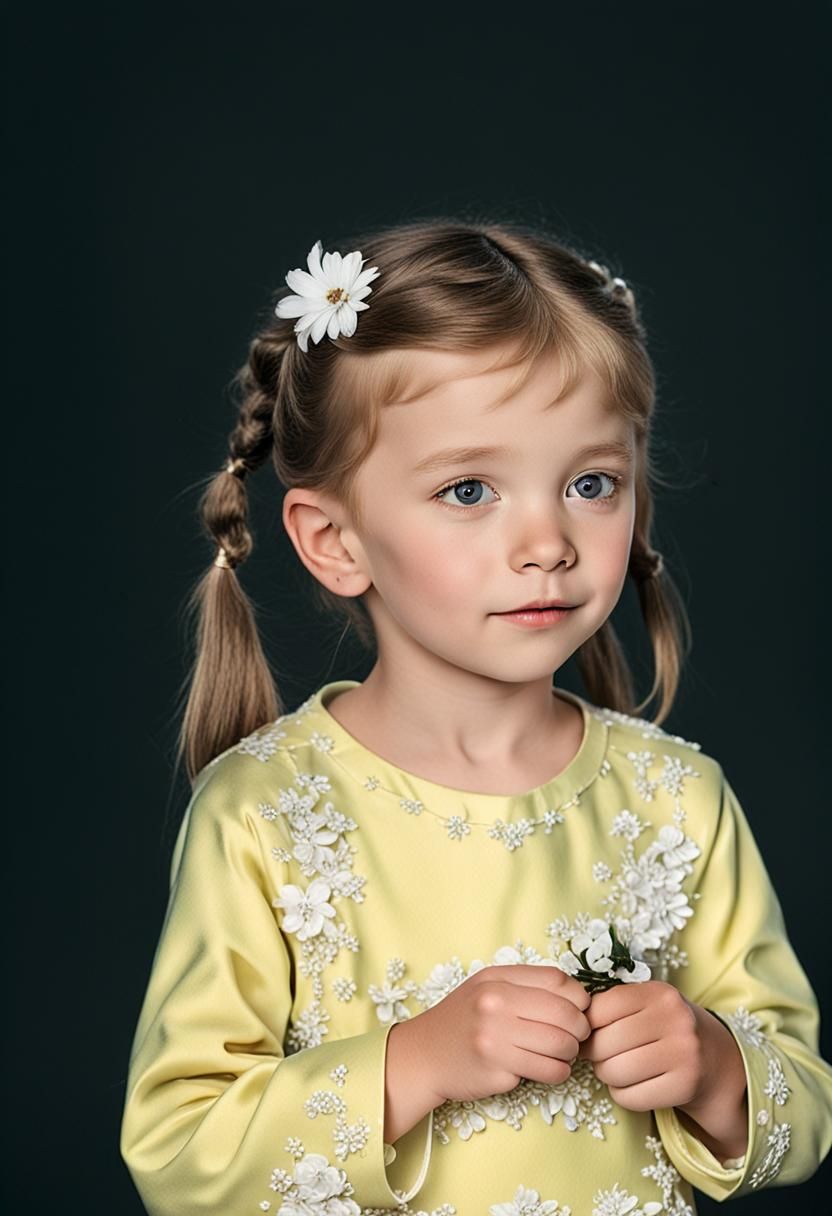 Realistic Portrait of a Girl in Art Nouveau Style