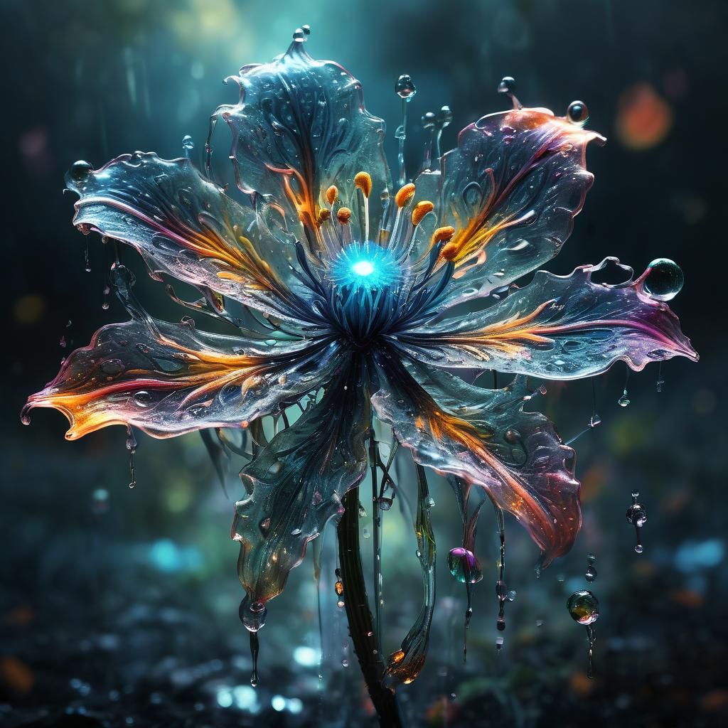 Surreal Glowing Flower Made of Ghostly Flames