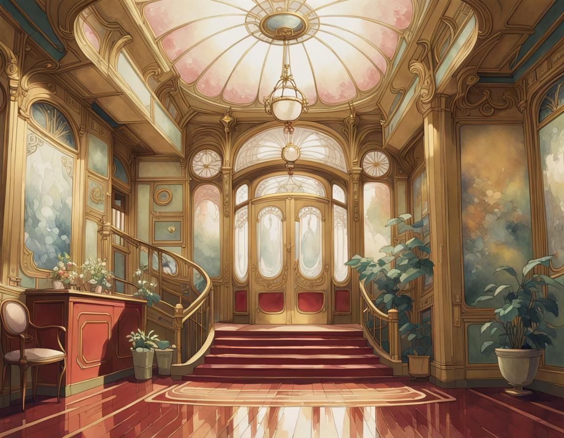 Victorian Art Nouveau Watercolor Illustrations