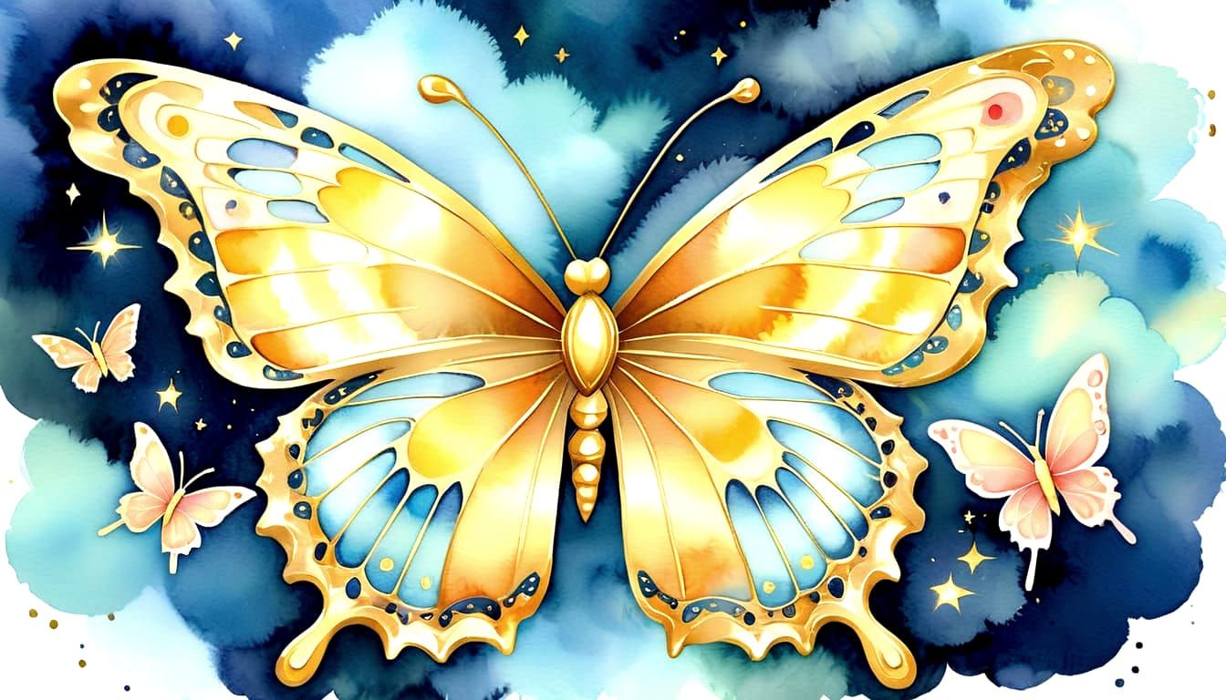 Whimsical Butterfly Kidcore Poster Art in Watercolor Style