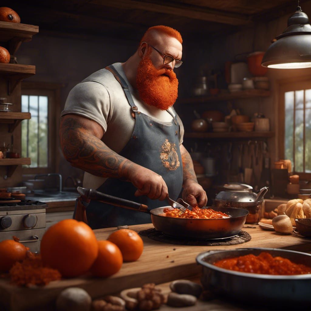 Detailed 3D Rendering of a Chef in Kitchen