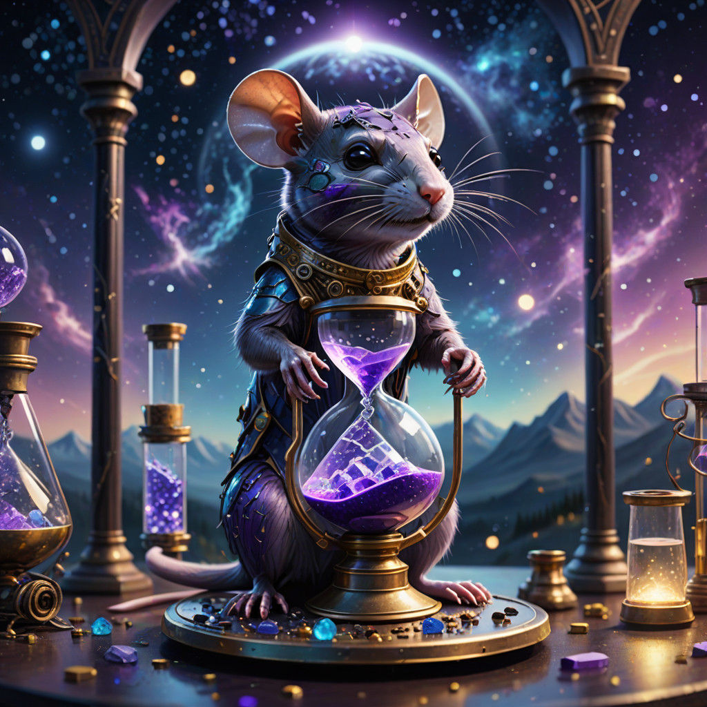 Surreal Superpowered Rat in a Whirling Hourglass