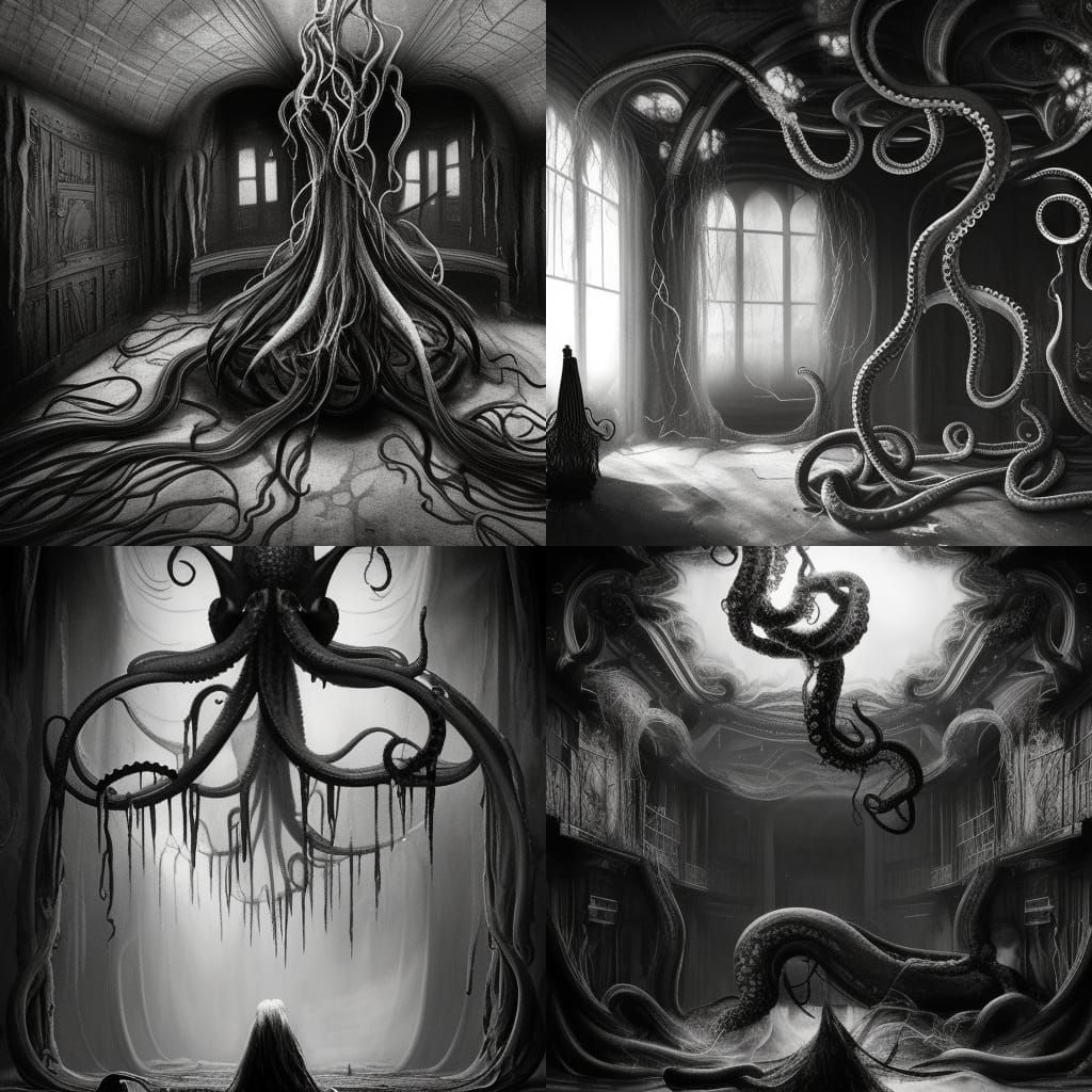 Creepy Liminal Ink Tentacles in Living Room