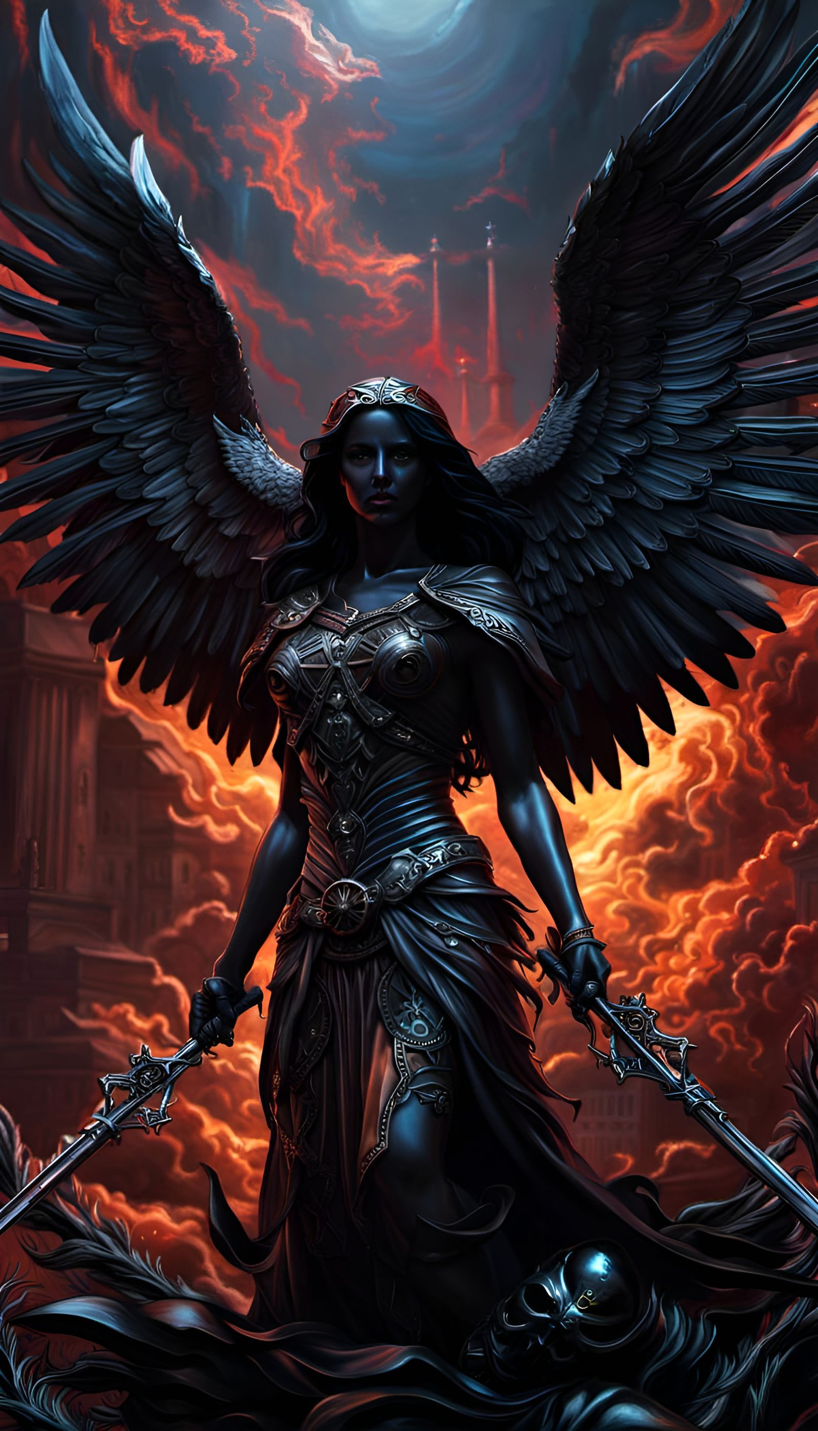 Epic Black Metal Angel of Death in Hyperrealist Style
