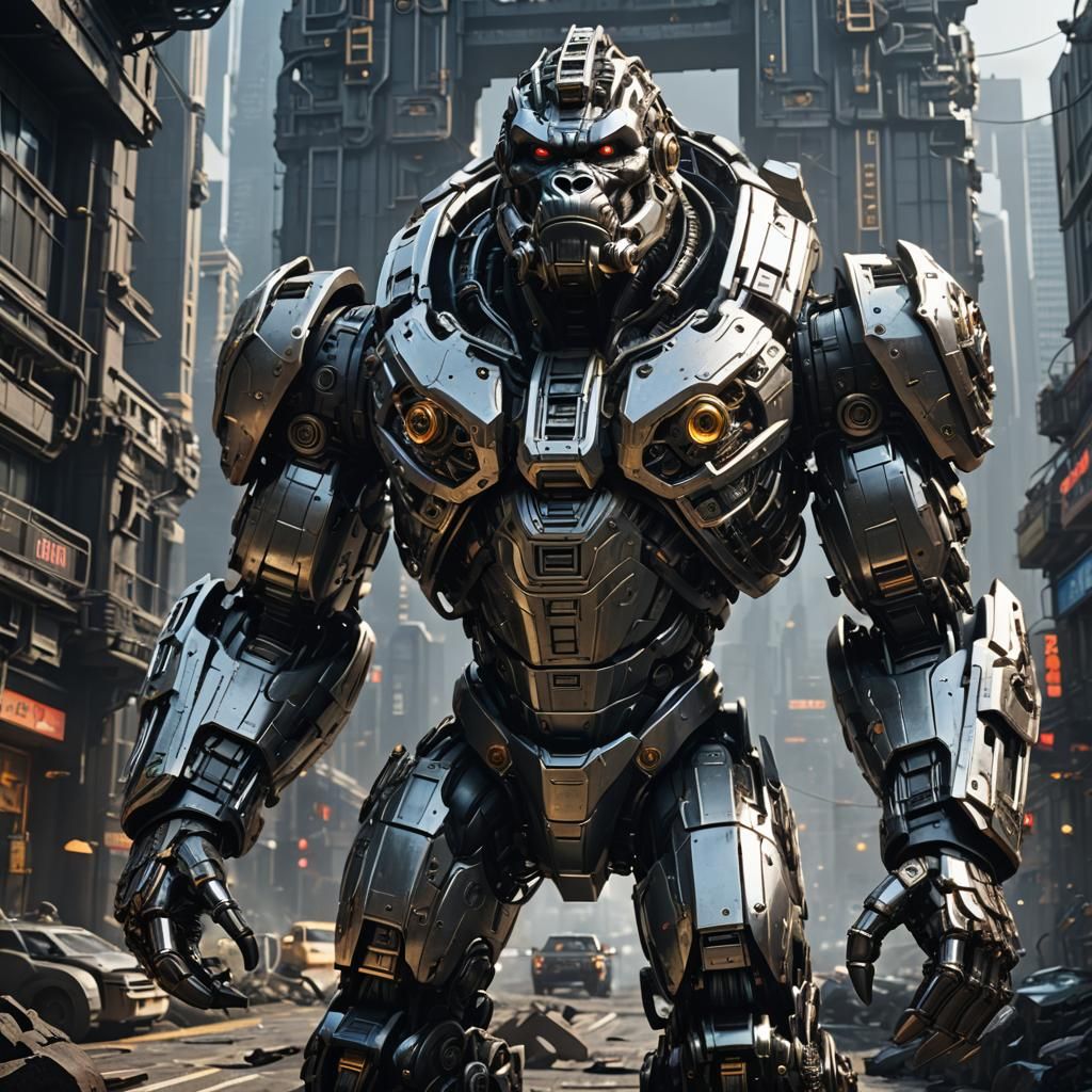 Futuristic Sci-Fi King Kong with Mech Details