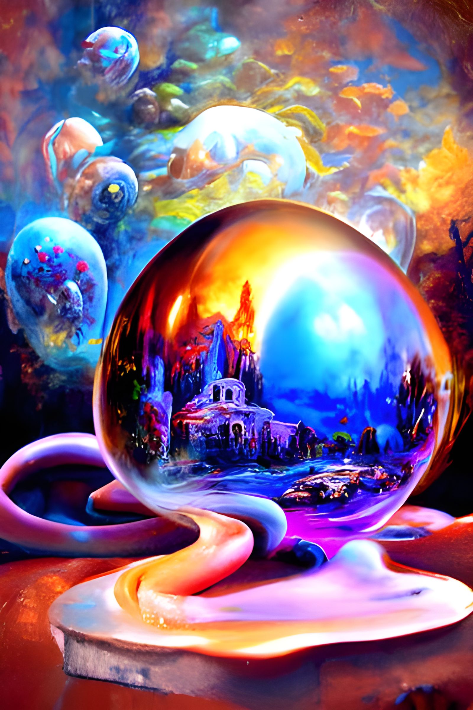 Cosmic Multiverse Energy Spheres in Surreal Style