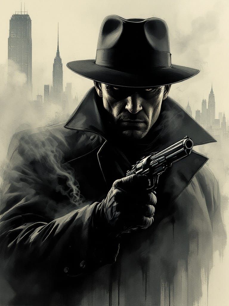 Hardened Detective Emerges from Noir Cityscape