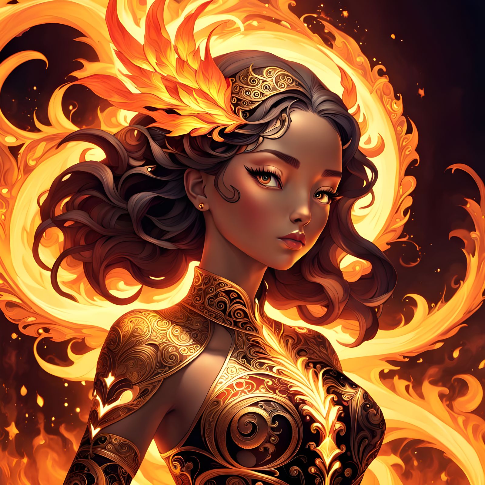 Ethereal Goddess Emerges from Inferno