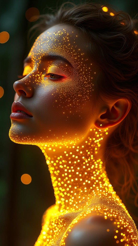 Glowing Digital Goddess in Neon Futurism