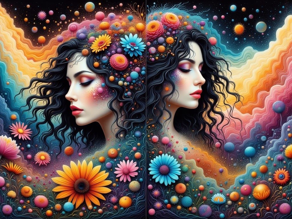 Double Portrait in Mixed Media