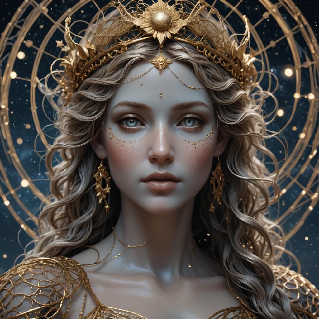 Wire Mesh Aphrodite in Starry Night Scene