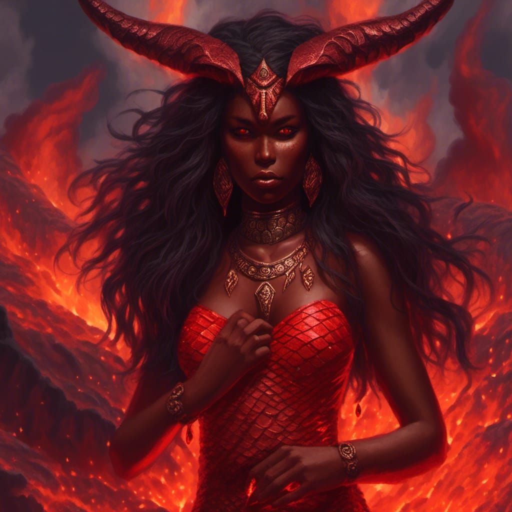 Lava Woman Emerging from Volcano