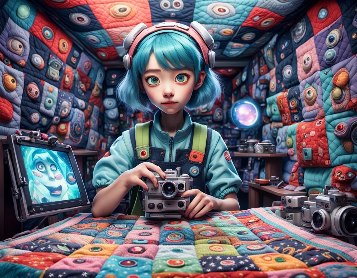 Pixar Alien Seamstress Weaving Cosmic Quilt