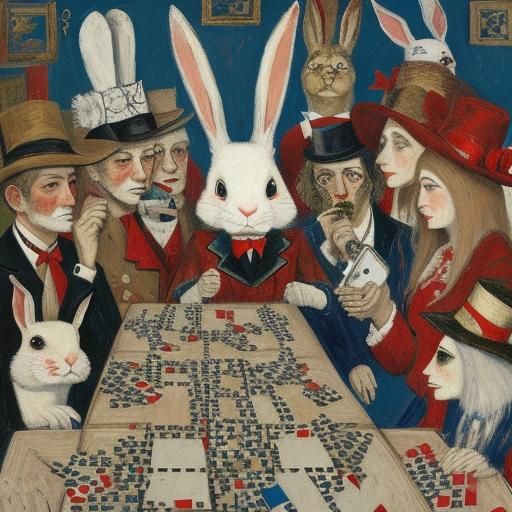 Surreal Rabbit with Telephone, Expressionist Style