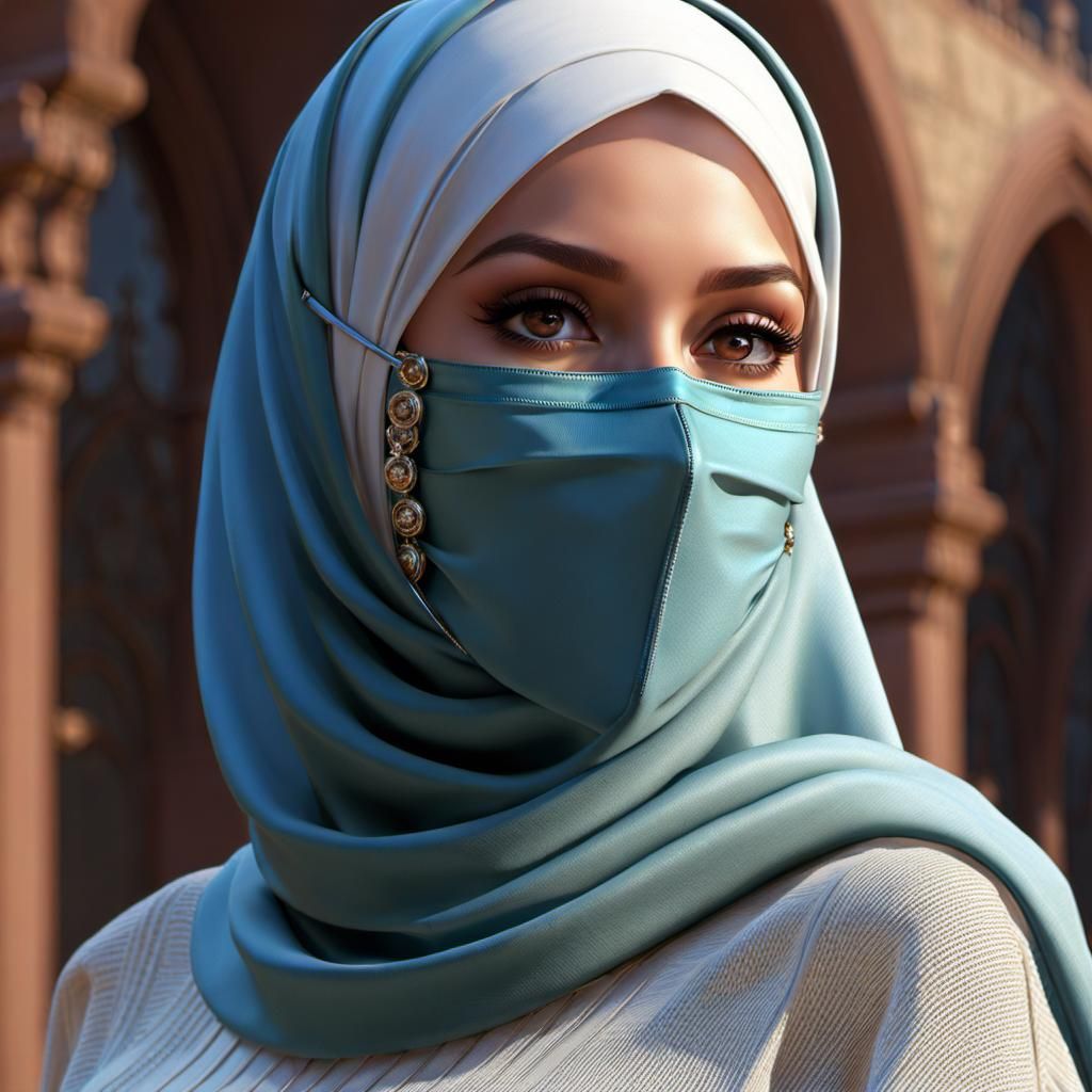 Beautiful Hijabi Character in Detailed Digital Art