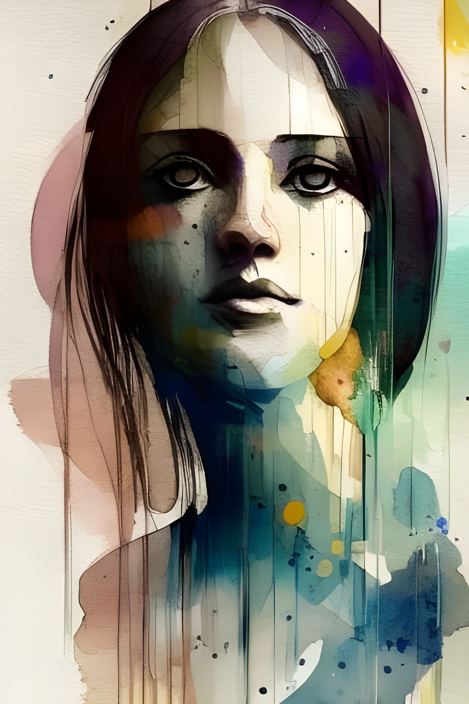 Watercolor Portrait of a Woman in Da Vinci Style