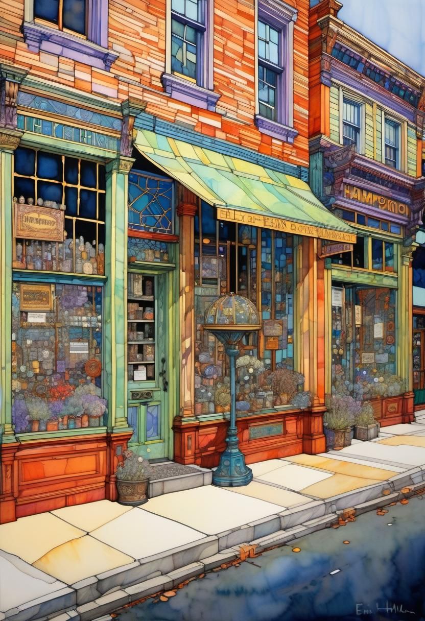 Victorian-Era Hardware Store Facade in Intricate Detail