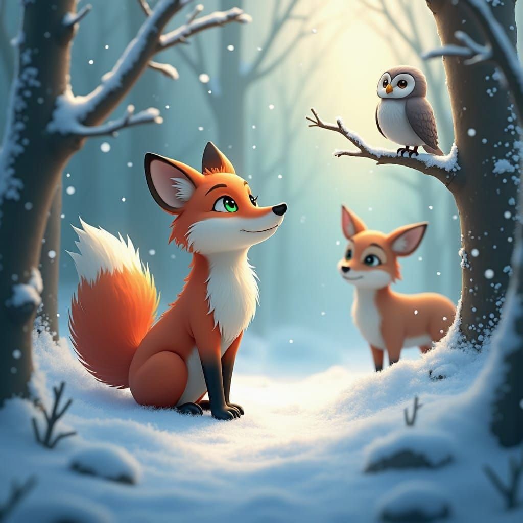 Winter Wonderland: 3D Anime Art of Woodland Creatures