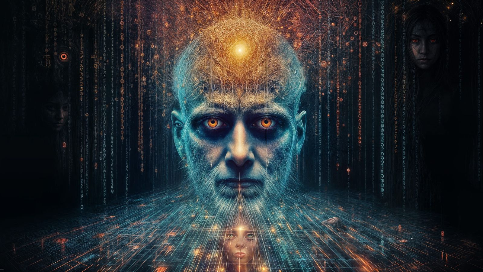 Mindscape of Emotions: Binary Art with Contemplative Face