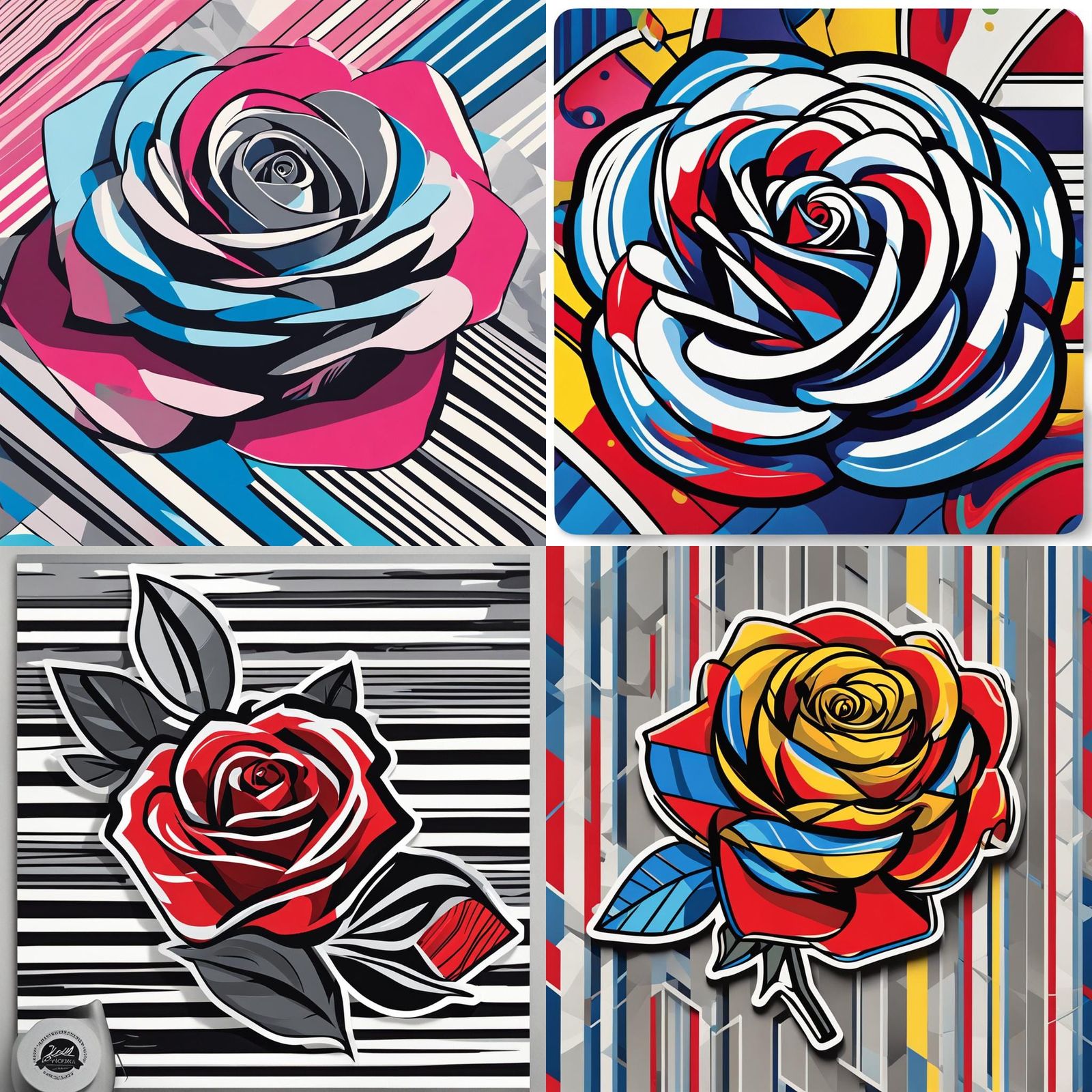 Pop Art Rose Sticker in 1960s Style