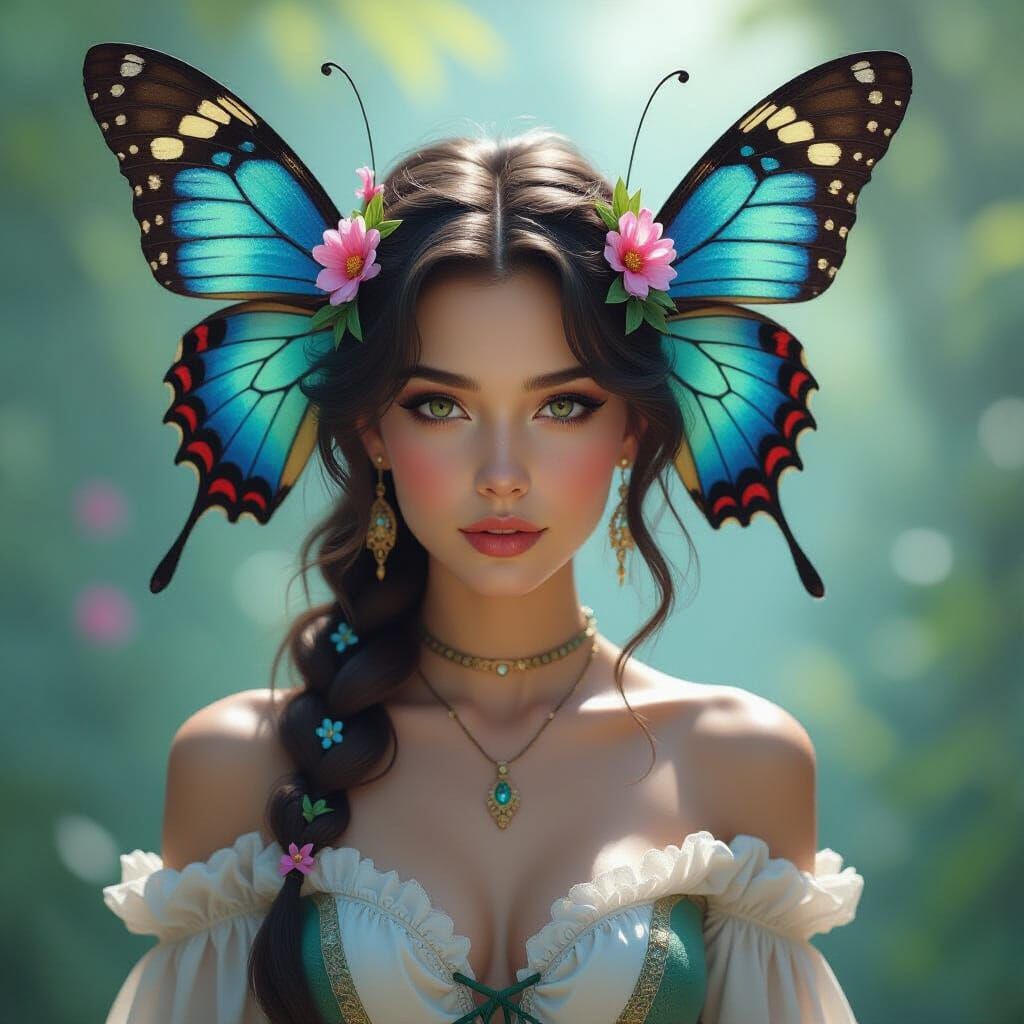 Butterfly Humanoid Portrait in Detailed Digital Art Style