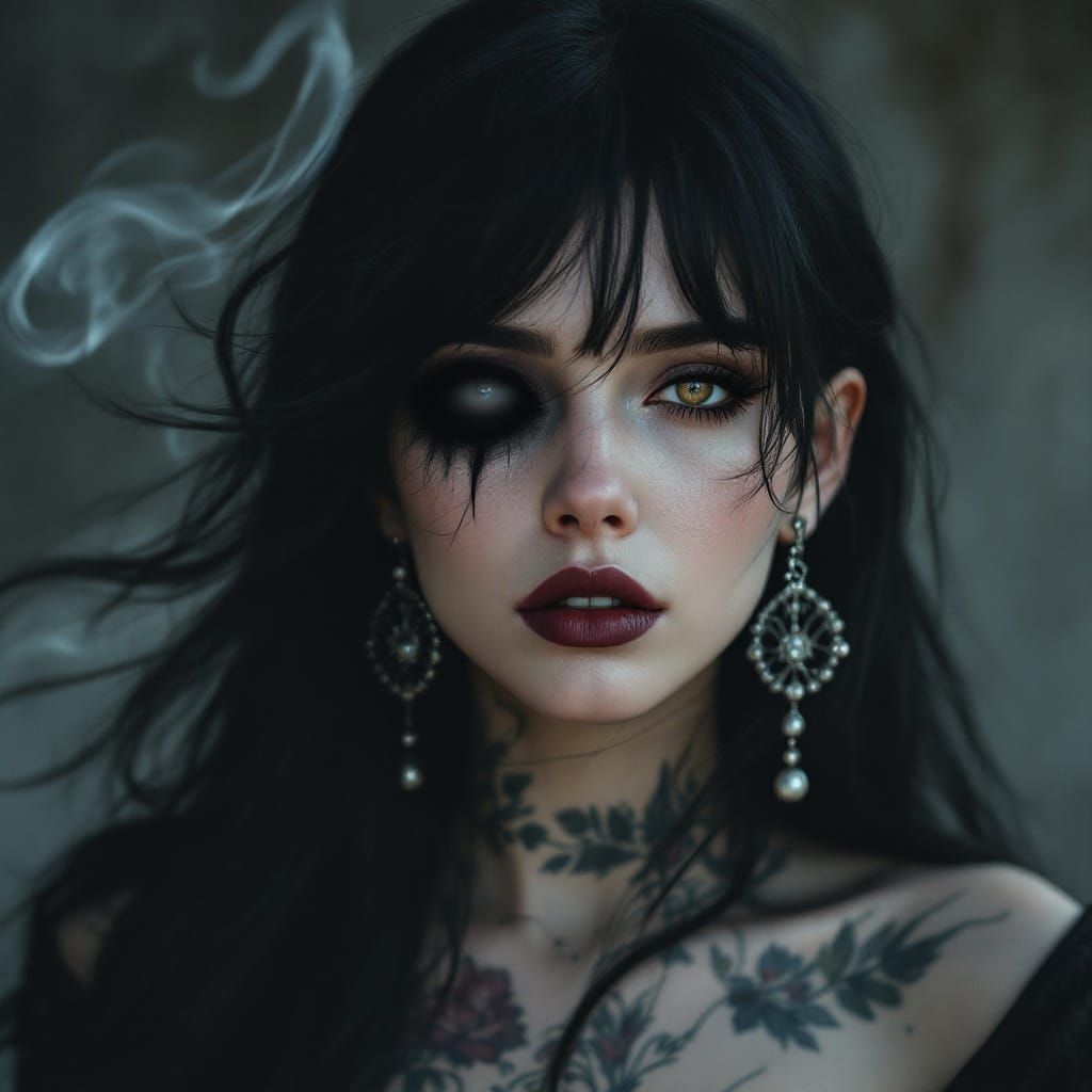 Ethereal Beauty with Dark, Vacant Eye