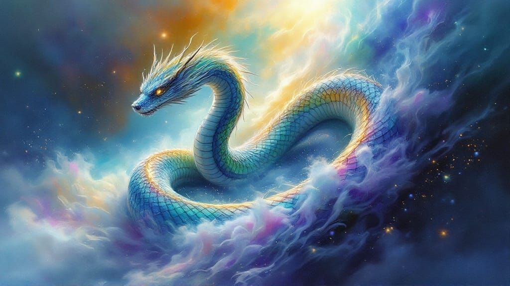 Majestic Serpent Slithers Down Dewy Slope in Ethereal Dreams...