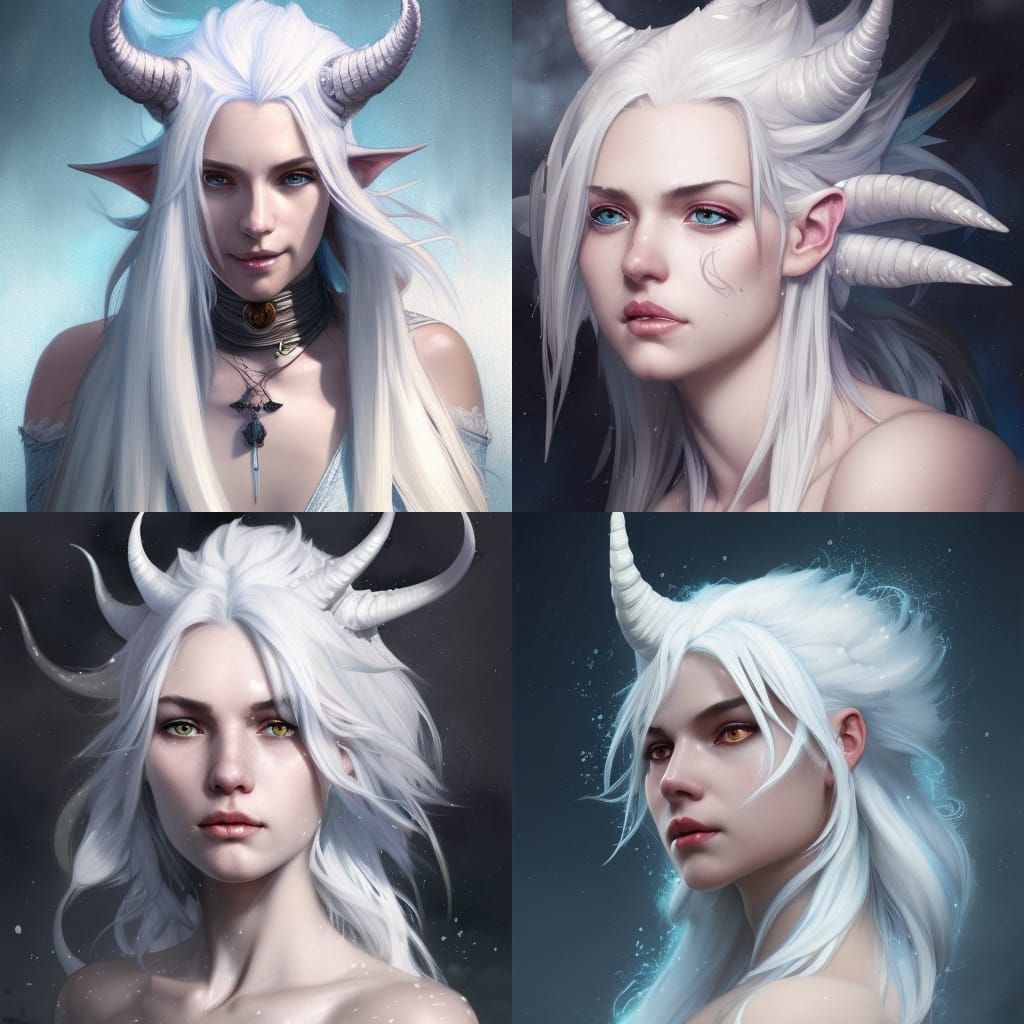Icy Dragon Girl Portrait in Hyperdetailed Style