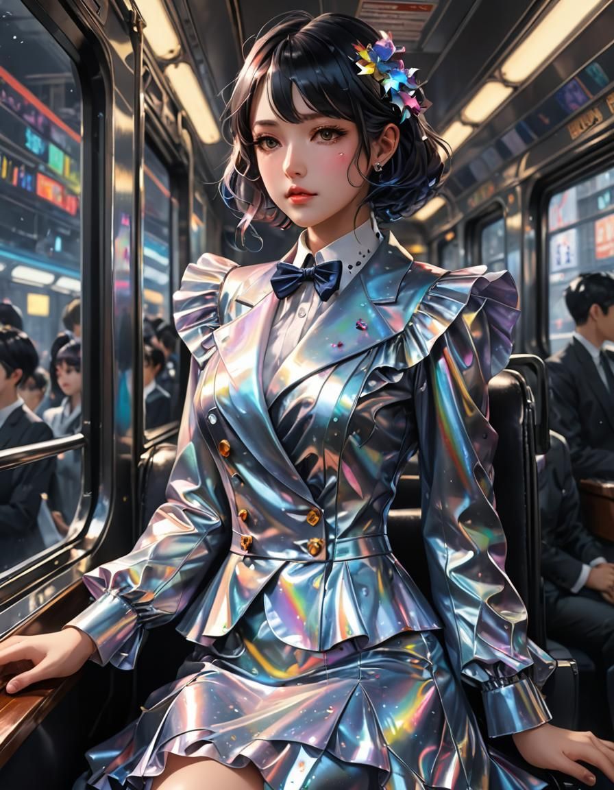 Rainbow Ink Splatter 1930s Dress, Anime Art