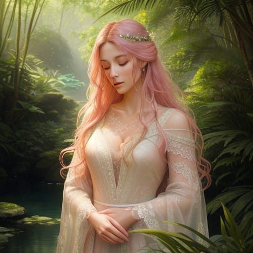 Ethereal Goddess in Lush Paradise