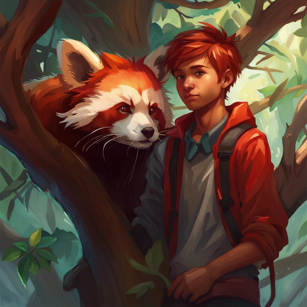 Boy And A Red Panda