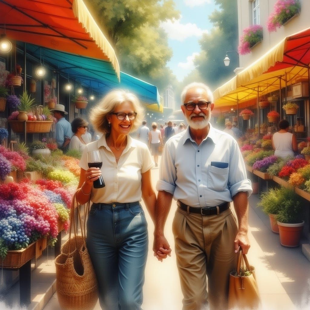 Scouting out the best street food on a sunny afternoon.