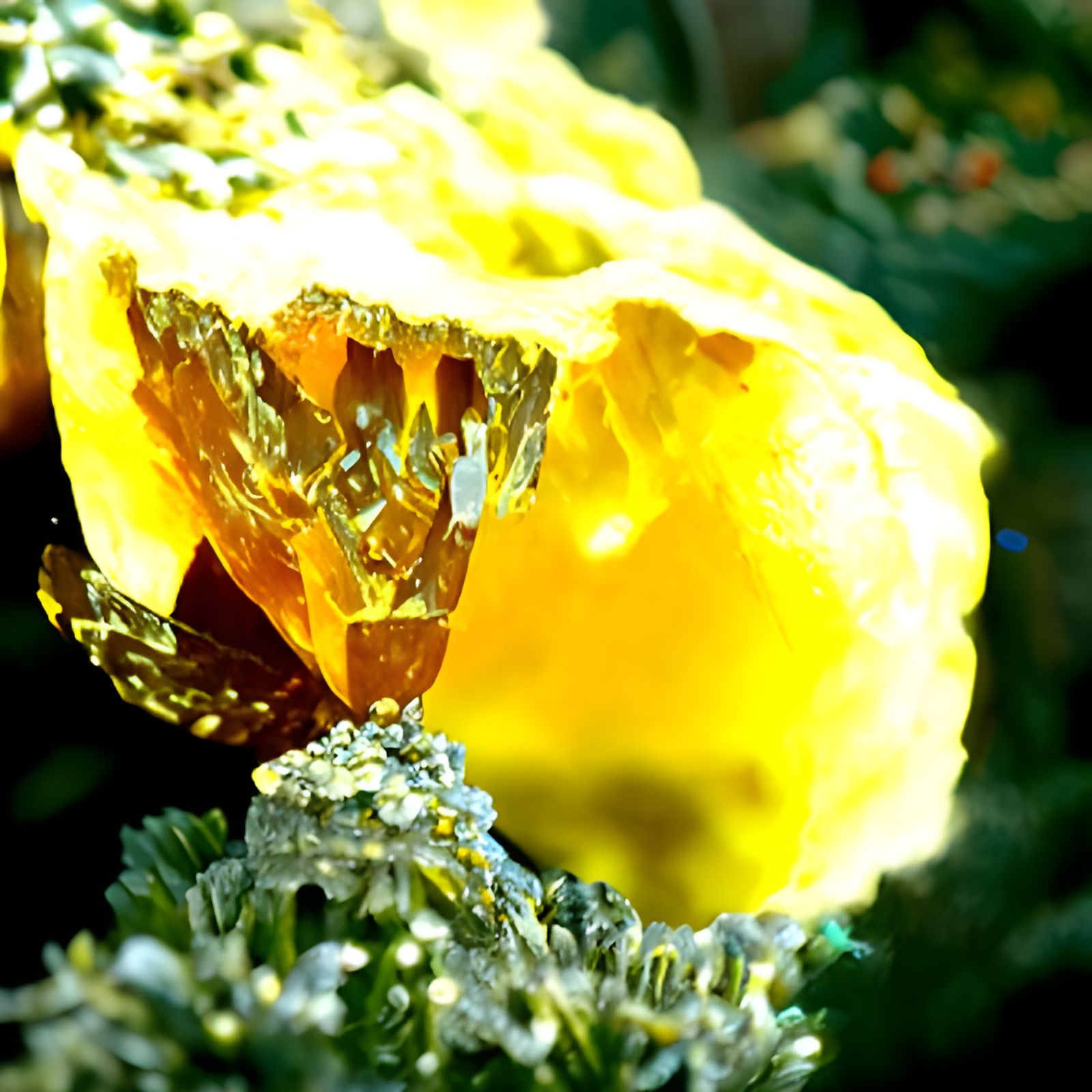 Golden Orange Crystal Geode: Digital Matte Painting