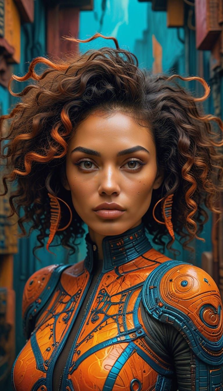 Ethereal Cyberpunk Goddess in Vibrant Glitch Art