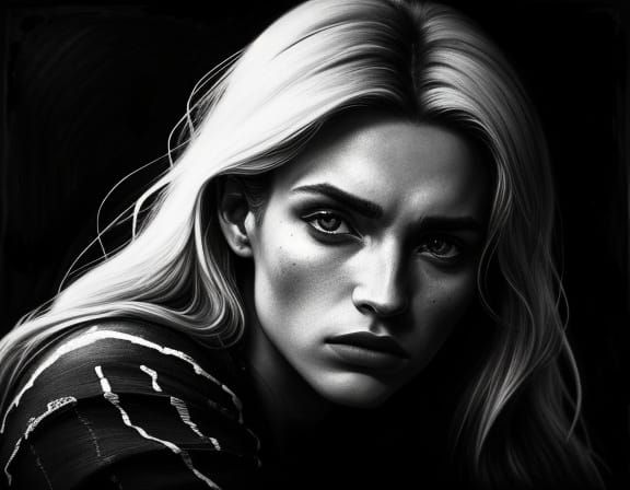 Expressionist Charcoal Portrait of an Austrian Actress