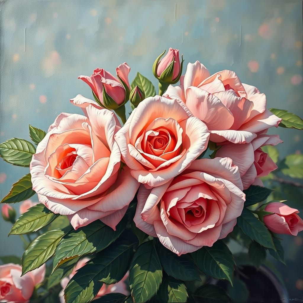 Neo-Impressionist Roses in Vibrant Hues