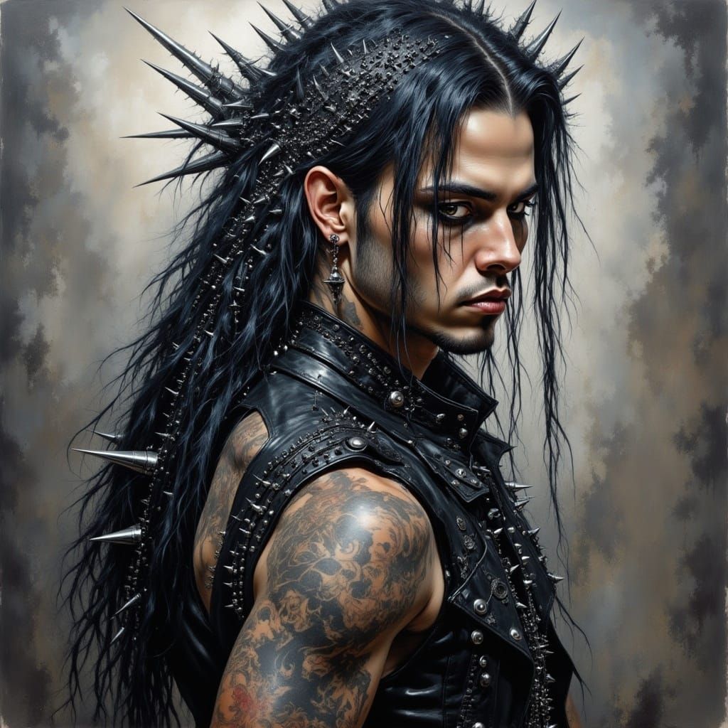 Gothic Rebel in Intense Spiked Attire