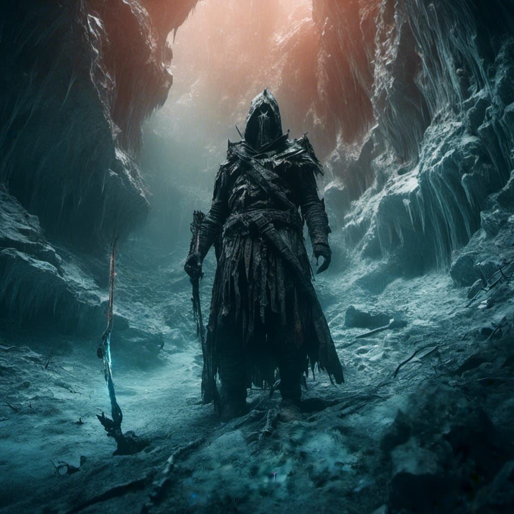 Sword in Dark Cave, Fantasy Concept Art