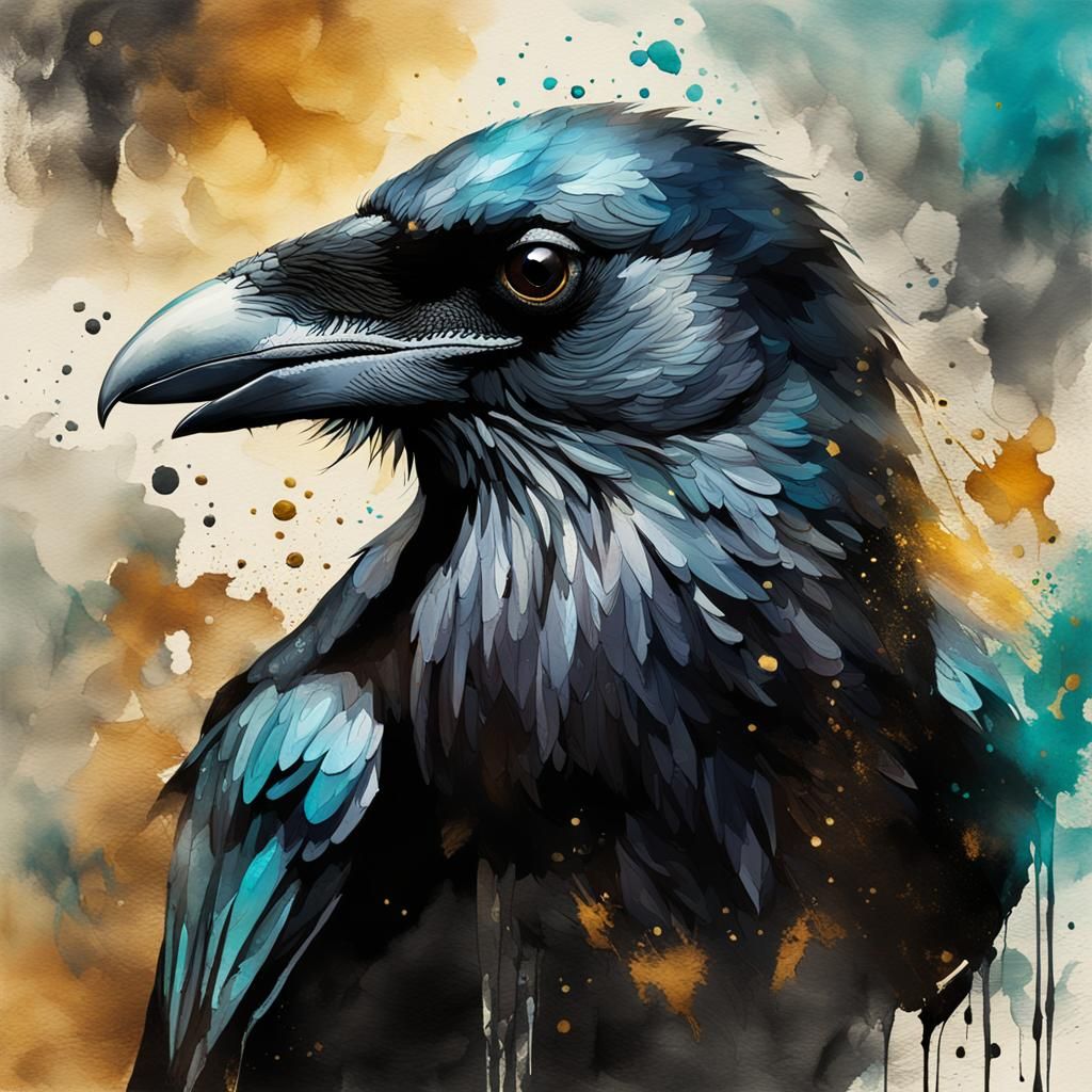 Raven Close-Up: Impressionistic Matte Painting