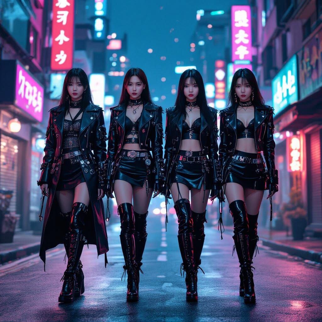 K-Pop Demon Hunters in Neon Seoul: Digital Art