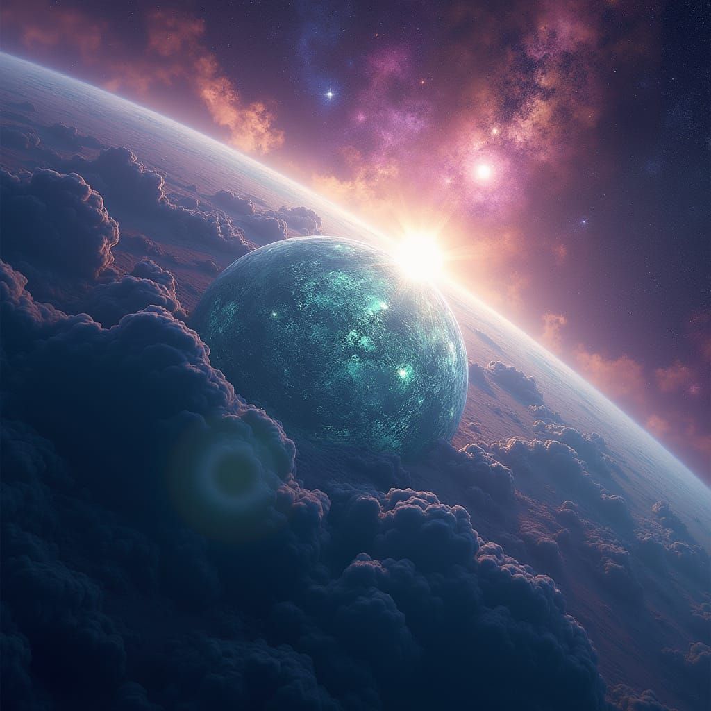 Vibrant Alien Planet View from Space