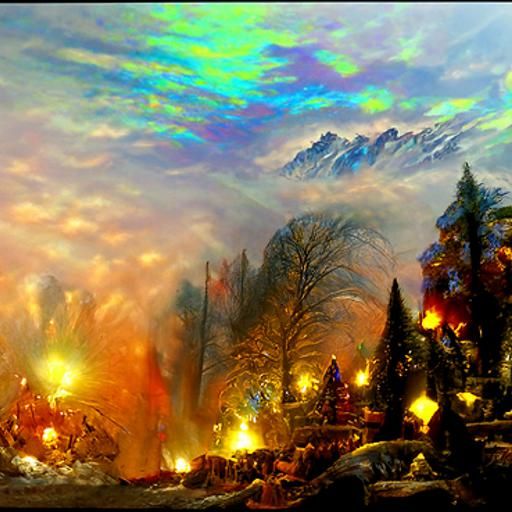 Ethereal Fantasy: Fire and Ice Landscape