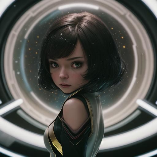chibi wonderful brunette in Star Trek suit, img2img 8k, hype...