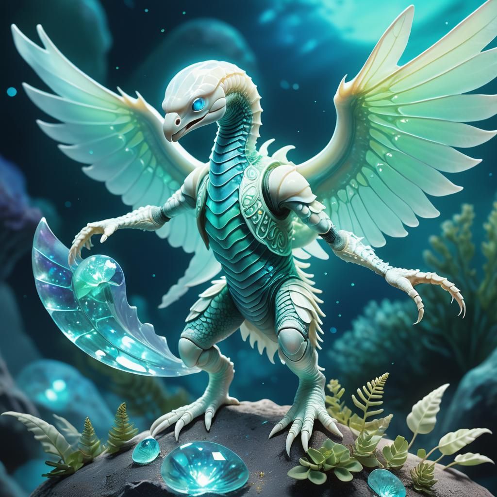 Bioluminescent Alien Creature on Crystal Exoplanet