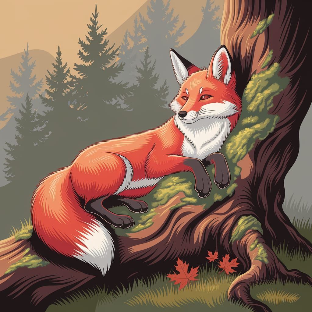 Viking Fox Lounging in Golden Light